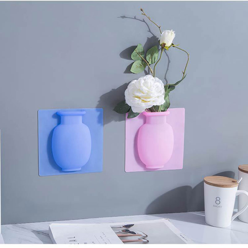 Silicone Additive Sticky Vase Easy Removable Wall And Fridge Magic Flower Plant Vases DIY Home Decoration Accessories