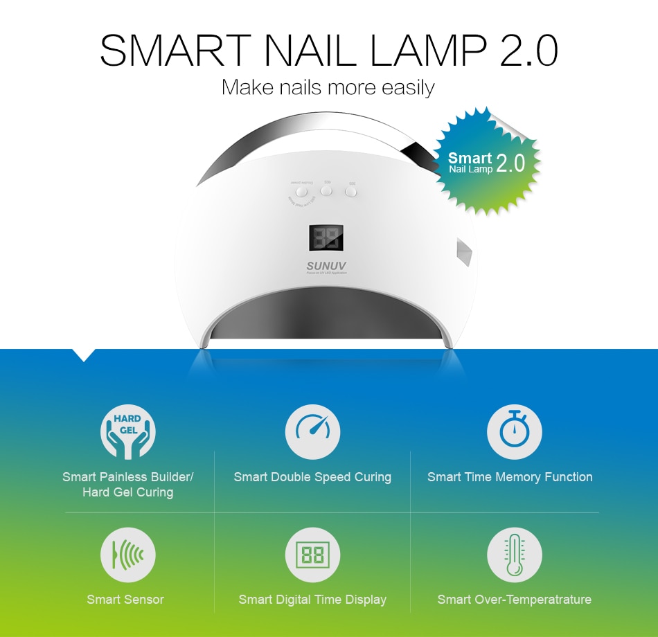 Smart Lamp Nail LED UV Lamp Dryer Metal Bottom LCD Timer Multicolors for Curing UV Gel Polish Nail Art Tools