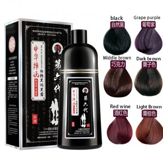1 bottle 500ml 5 Minutes Fast Natural Hair Dye Shampoo Organic Permanent Gray White Hair To Black Hair Dye Shampoo for Women Man