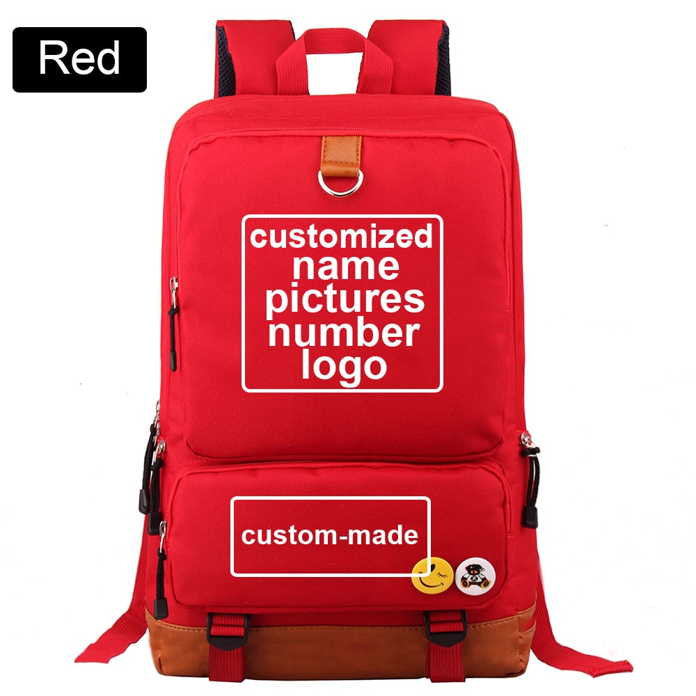 Customized Print DIY Your like Photo or Logo Boy Girl School bag Women Bagpack Teenagers  Canvas Men Student Backpack Packsack