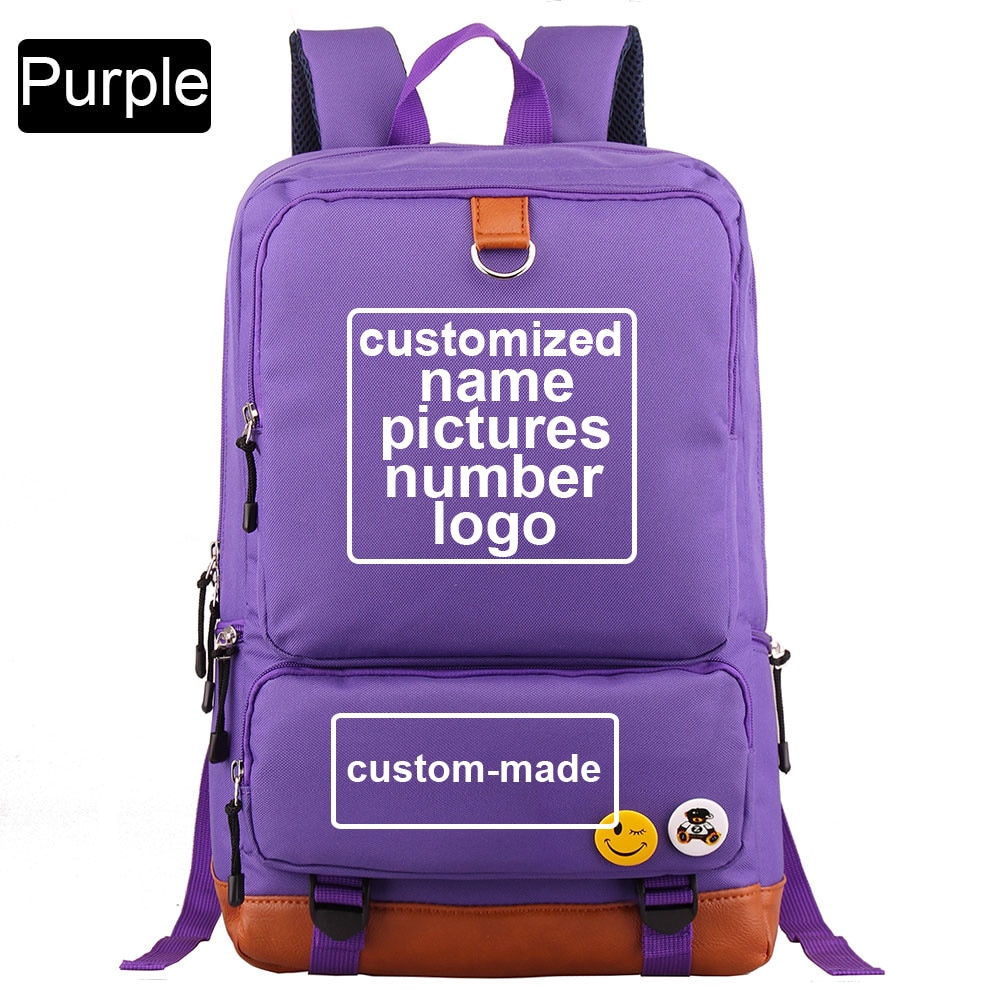 Customized Print DIY Your like Photo or Logo Boy Girl School bag Women Bagpack Teenagers  Canvas Men Student Backpack Packsack