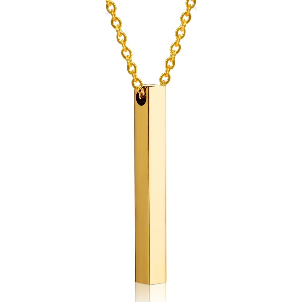 Four Sides Engraving Square Pendant Necklaces New Custom Name Necklace Stainless Steel Pendant Gift Jewelry For Women/Men