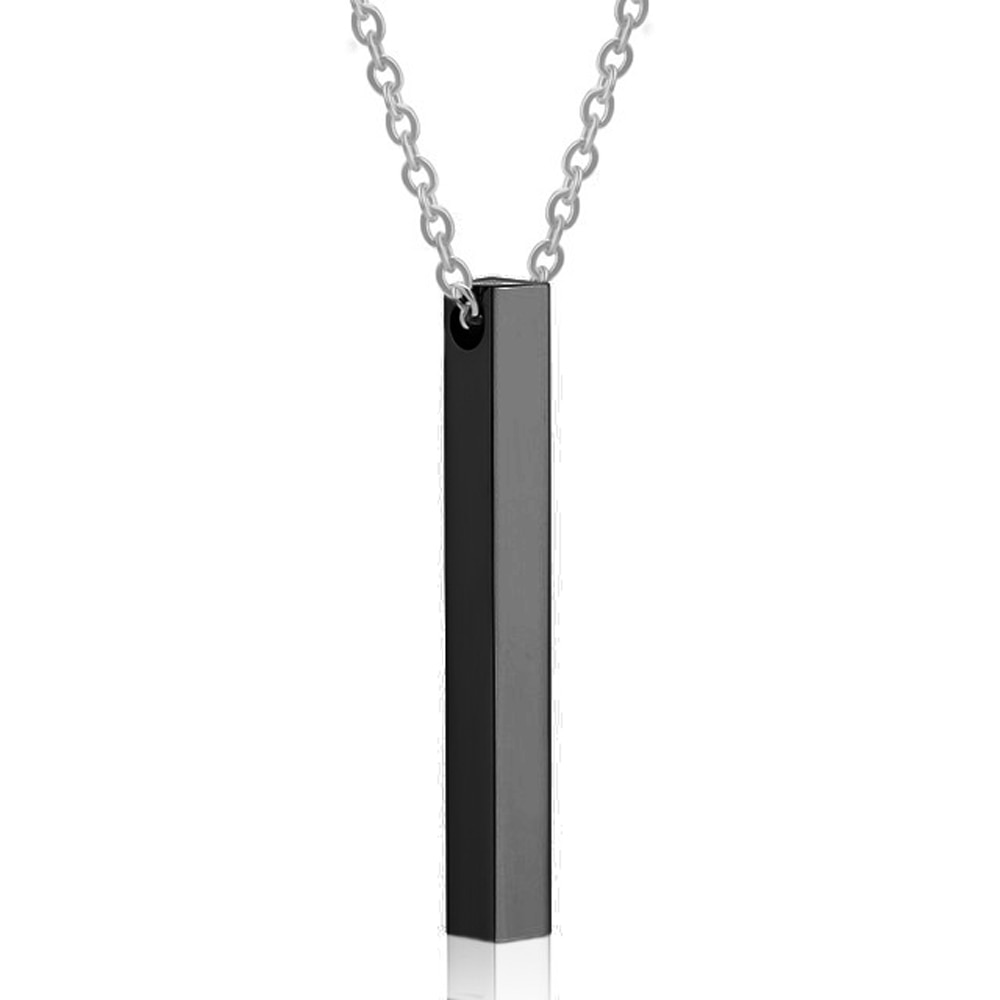 Four Sides Engraving Square Pendant Necklaces New Custom Name Necklace Stainless Steel Pendant Gift Jewelry For Women/Men
