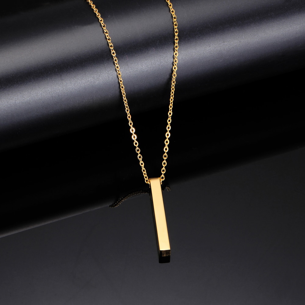 Four Sides Engraving Square Pendant Necklaces New Custom Name Necklace Stainless Steel Pendant Gift Jewelry For Women/Men