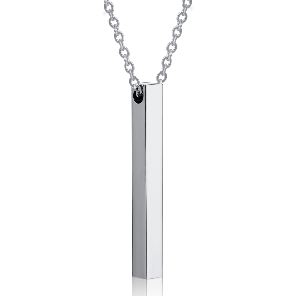 Four Sides Engraving Square Pendant Necklaces New Custom Name Necklace Stainless Steel Pendant Gift Jewelry For Women/Men