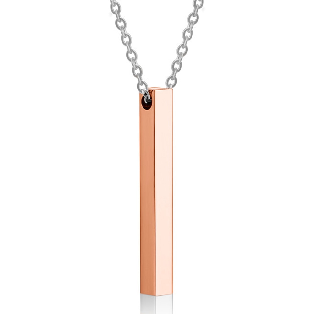Four Sides Engraving Square Pendant Necklaces New Custom Name Necklace Stainless Steel Pendant Gift Jewelry For Women/Men
