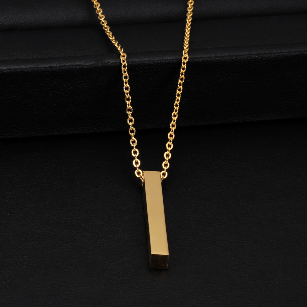 Four Sides Engraving Square Pendant Necklaces New Custom Name Necklace Stainless Steel Pendant Gift Jewelry For Women/Men