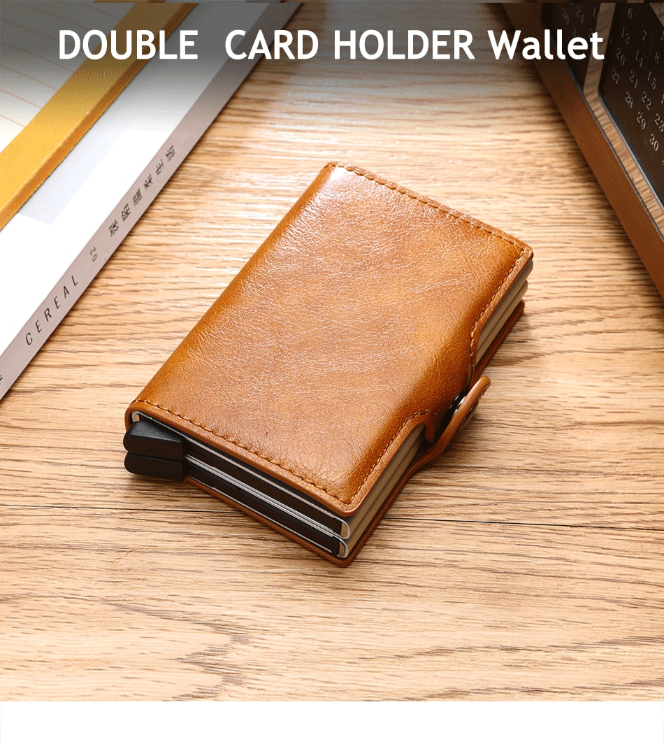 Carbon Fiber Anti Rfid Credit Card Holder Mens Double Cardholder Case Wallet Metal Business Bank Creditcard Minimalist Wallet