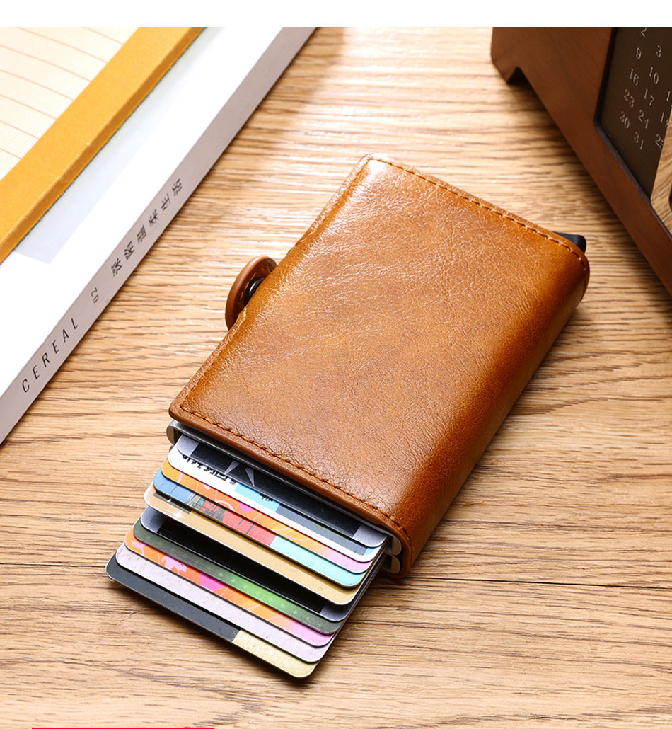 Carbon Fiber Anti Rfid Credit Card Holder Mens Double Cardholder Case Wallet Metal Business Bank Creditcard Minimalist Wallet