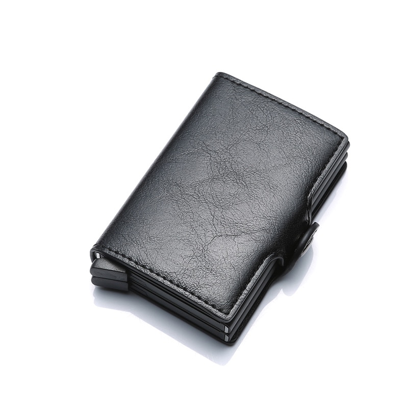 Carbon Fiber Anti Rfid Credit Card Holder Mens Double Cardholder Case Wallet Metal Business Bank Creditcard Minimalist Wallet