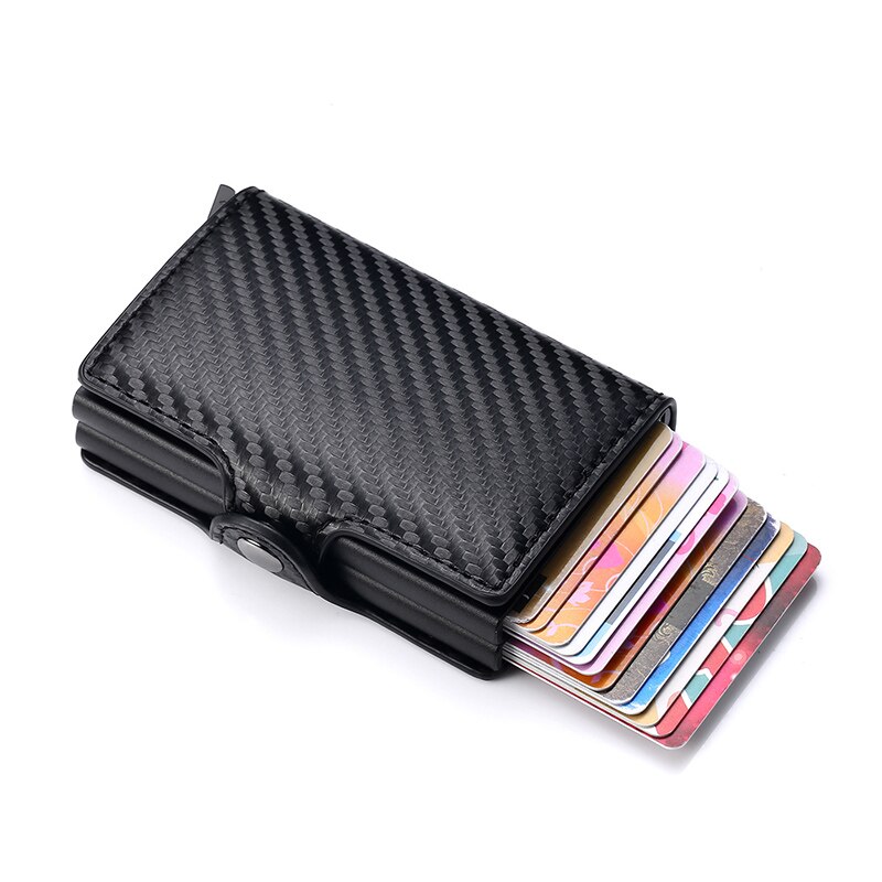 Carbon Fiber Anti Rfid Credit Card Holder Mens Double Cardholder Case Wallet Metal Business Bank Creditcard Minimalist Wallet