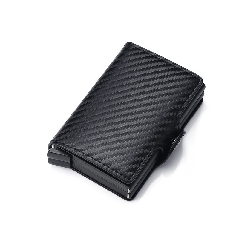 Carbon Fiber Anti Rfid Credit Card Holder Mens Double Cardholder Case Wallet Metal Business Bank Creditcard Minimalist Wallet