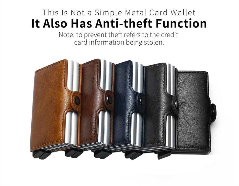 Carbon Fiber Anti Rfid Credit Card Holder Mens Double Cardholder Case Wallet Metal Business Bank Creditcard Minimalist Wallet