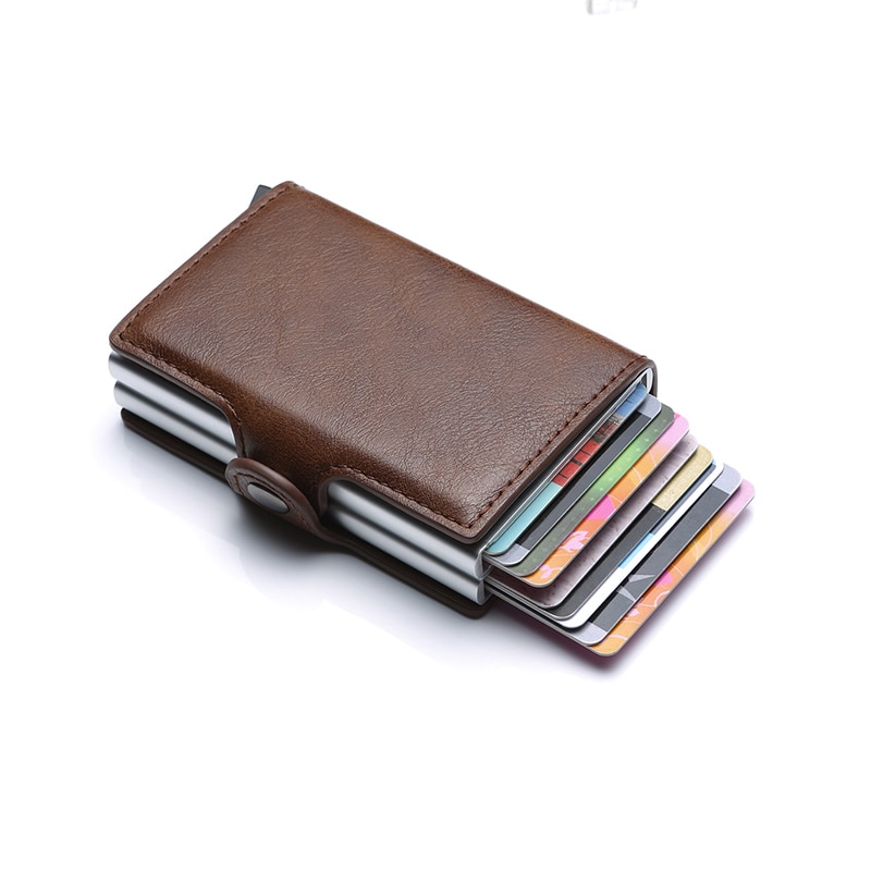 Carbon Fiber Anti Rfid Credit Card Holder Mens Double Cardholder Case Wallet Metal Business Bank Creditcard Minimalist Wallet