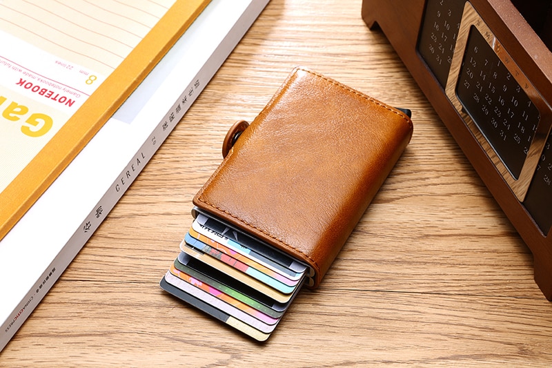 Carbon Fiber Anti Rfid Credit Card Holder Mens Double Cardholder Case Wallet Metal Business Bank Creditcard Minimalist Wallet