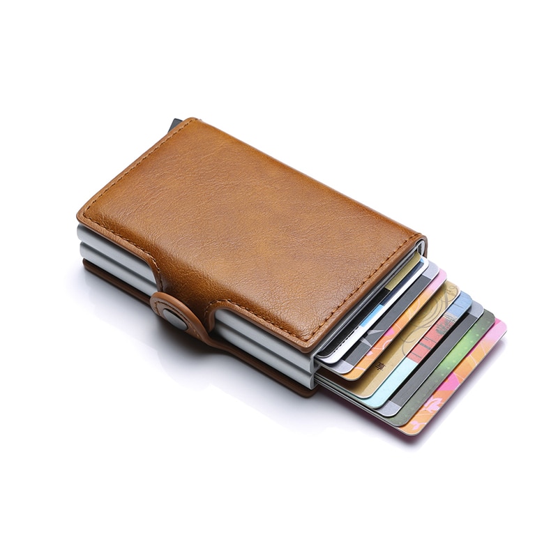 Carbon Fiber Anti Rfid Credit Card Holder Mens Double Cardholder Case Wallet Metal Business Bank Creditcard Minimalist Wallet