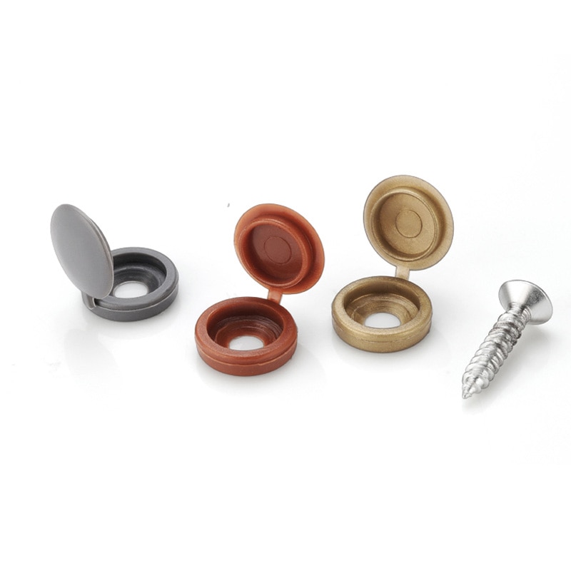 100Pcs Hinged Plastic Screw Cap Cover Fold Snap Protective Cap Button For Car Furniture Decorative Nuts Cover Bolts Hardware
