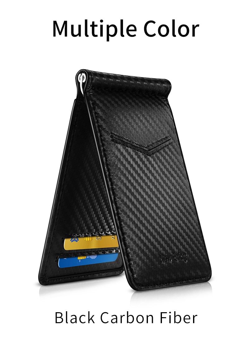 Black Carbon FIber-Look Money Clip RFID Blocking Driver License ID Cash