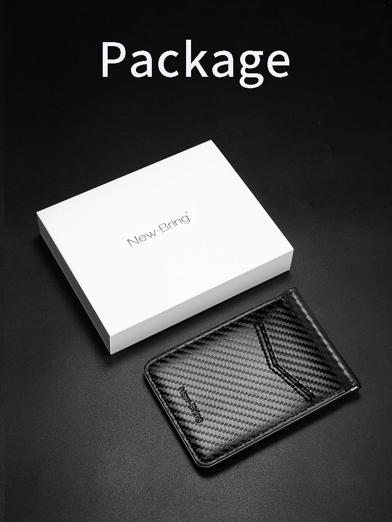 Black Carbon FIber-Look Money Clip RFID Blocking Driver License ID Cash