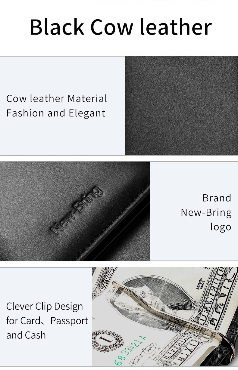 Black Carbon FIber-Look Money Clip RFID Blocking Driver License ID Cash