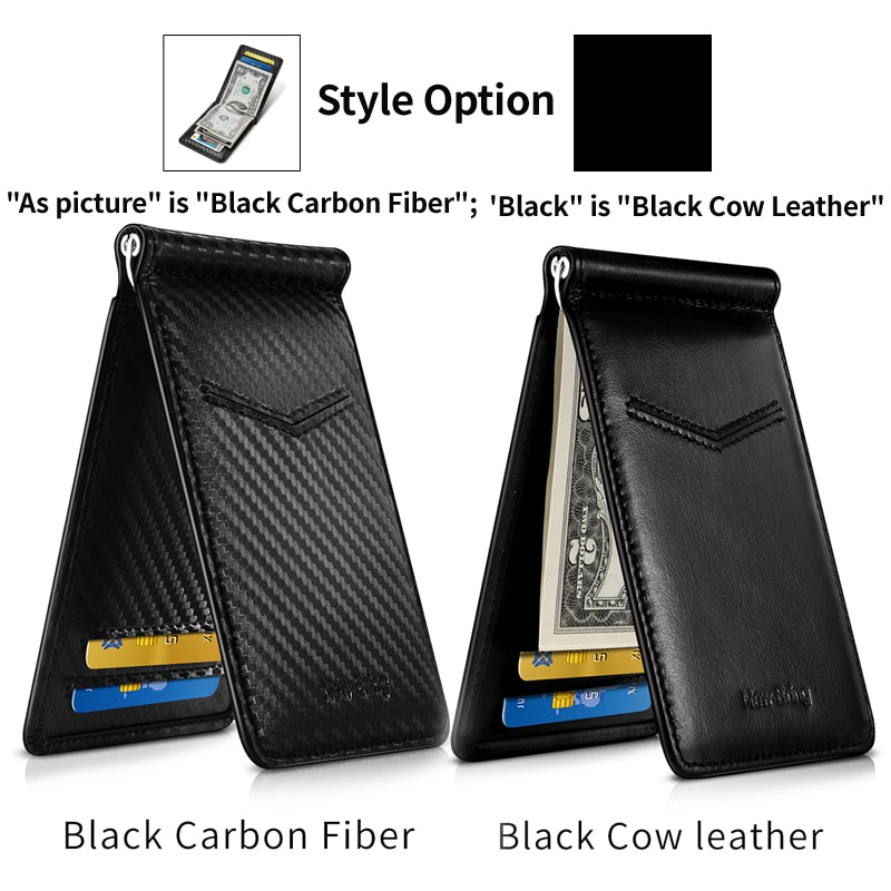 Black Carbon FIber-Look Money Clip RFID Blocking Driver License ID Cash