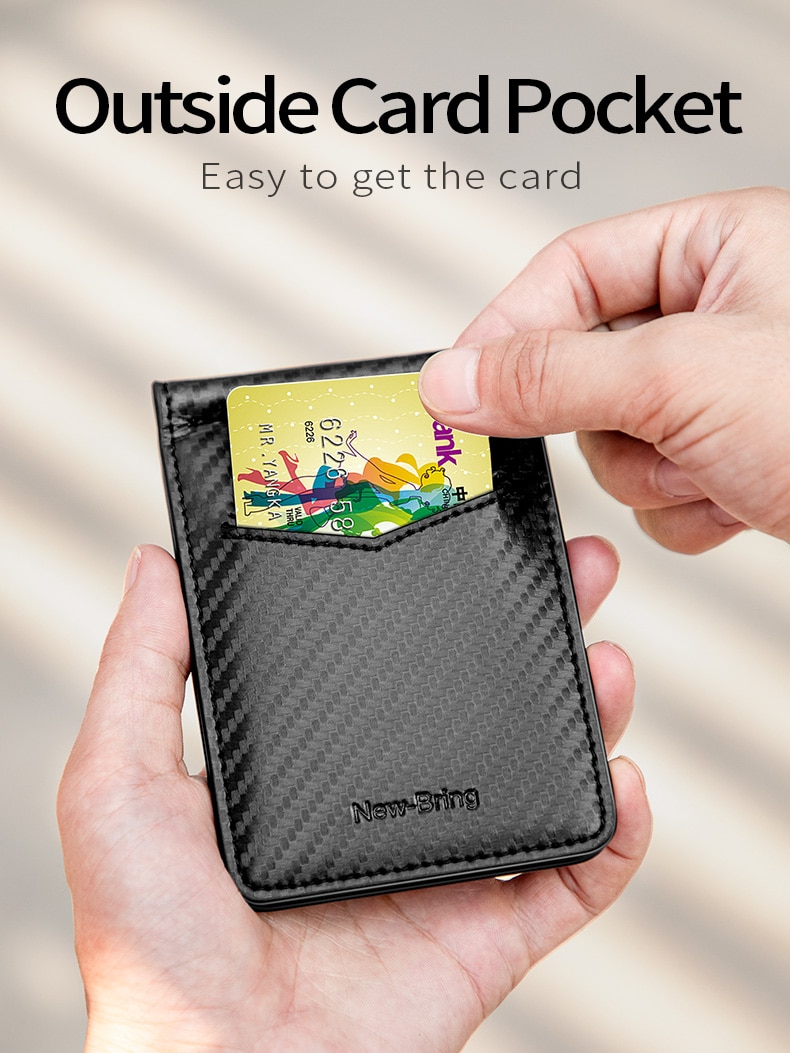 Black Carbon FIber-Look Money Clip RFID Blocking Driver License ID Cash