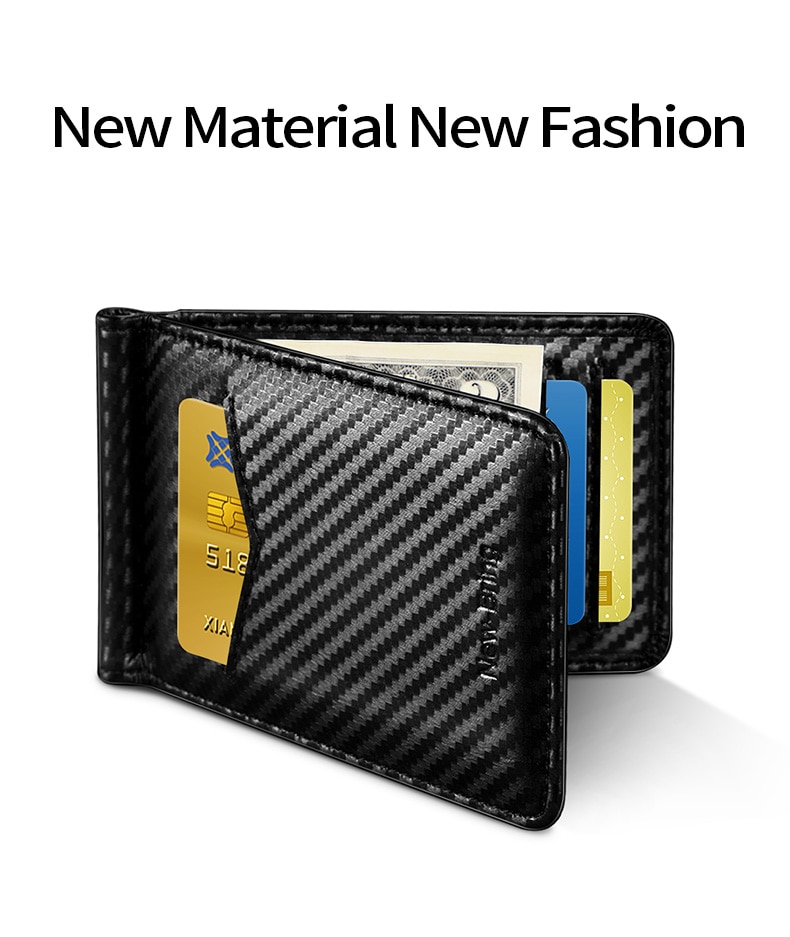 Black Carbon FIber-Look Money Clip RFID Blocking Driver License ID Cash