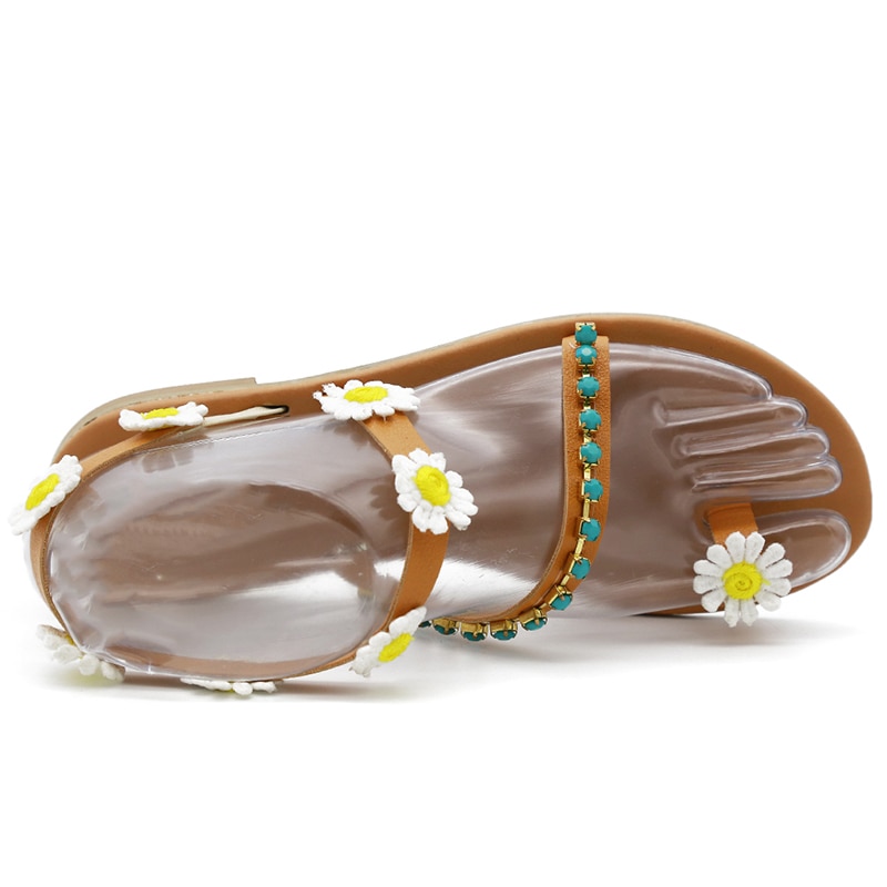 Shoes Woman Gladiator Sandals Women Shoes Flat Fashion Weet Flowers Boho Beach Sandals Ladies Plus Size 44