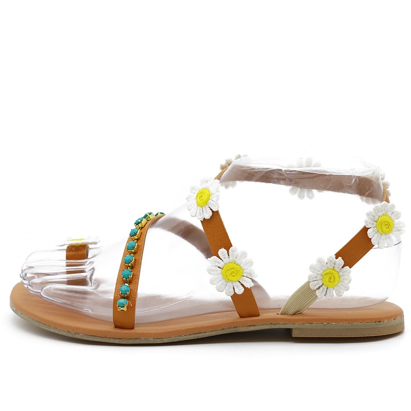 Shoes Woman Gladiator Sandals Women Shoes Flat Fashion Weet Flowers Boho Beach Sandals Ladies Plus Size 44