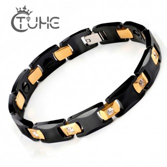 Bio Energy Black Ceramic Bracelet Bangle Health Magnetic Power Titanium Bracelets Health Chain Charms For Women Men Jewelry