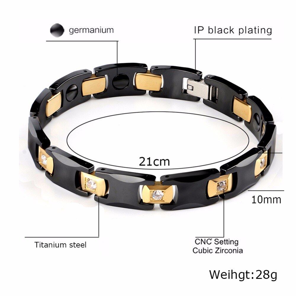 Bio Energy Black Ceramic Bracelet Bangle Health Magnetic Power Titanium Bracelets Health Chain Charms For Women Men Jewelry