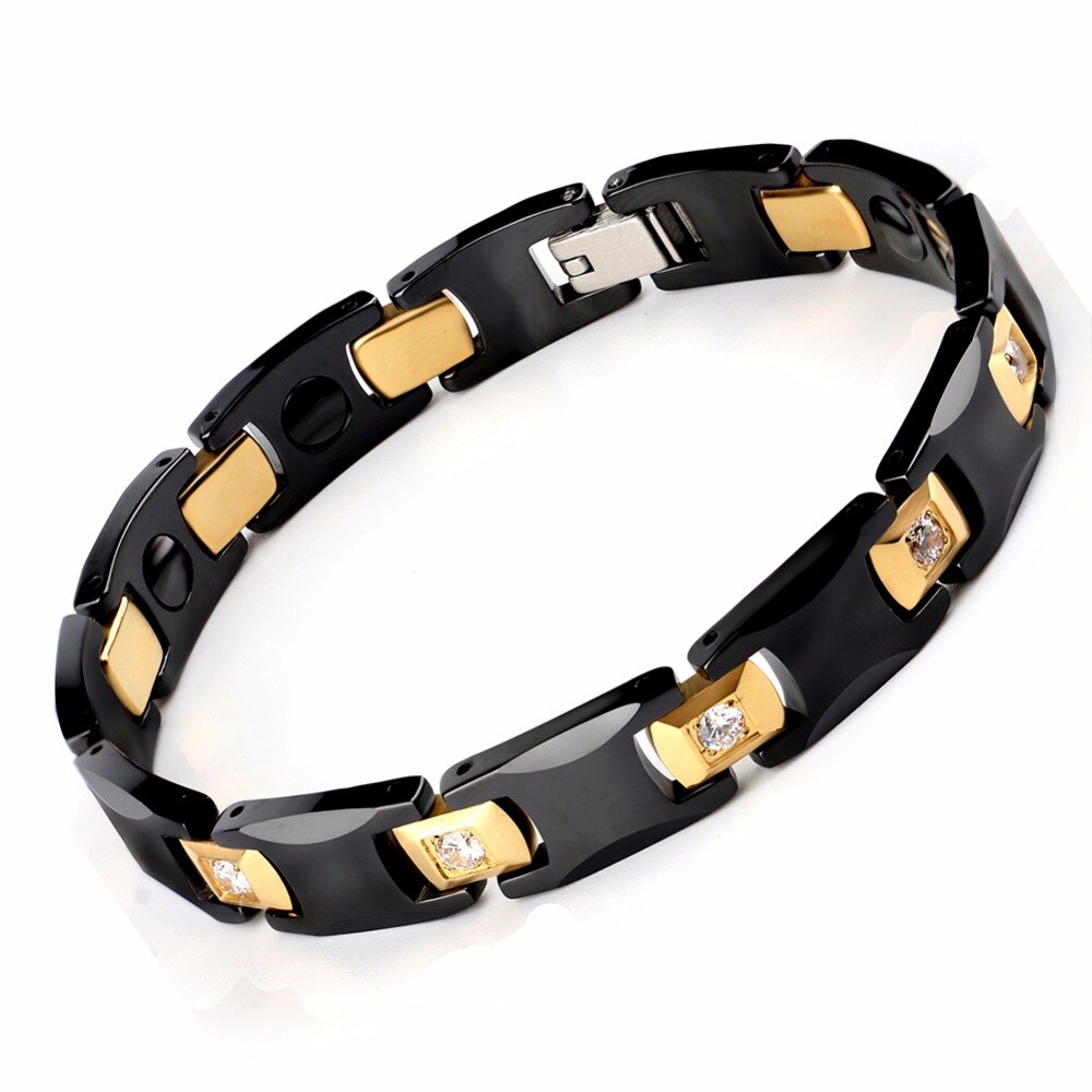 Bio Energy Black Ceramic Bracelet Bangle Health Magnetic Power Titanium Bracelets Health Chain Charms For Women Men Jewelry