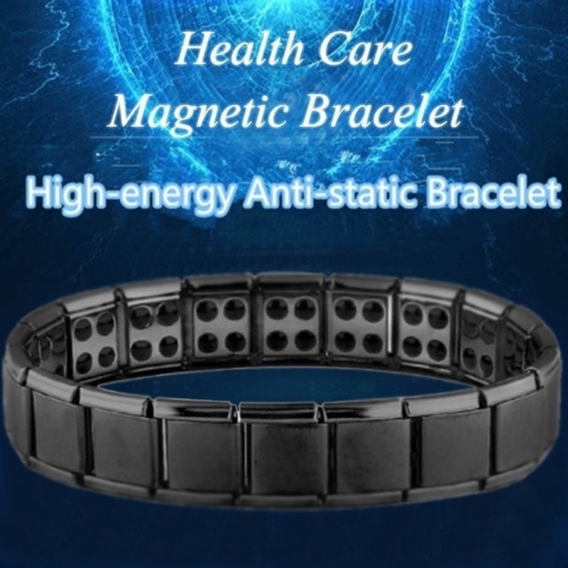 Stainless Steel Black Germanium Magnetic Chain Link Bracelet for Women Men Health Care Energy Jewelry Snoring Bracelet