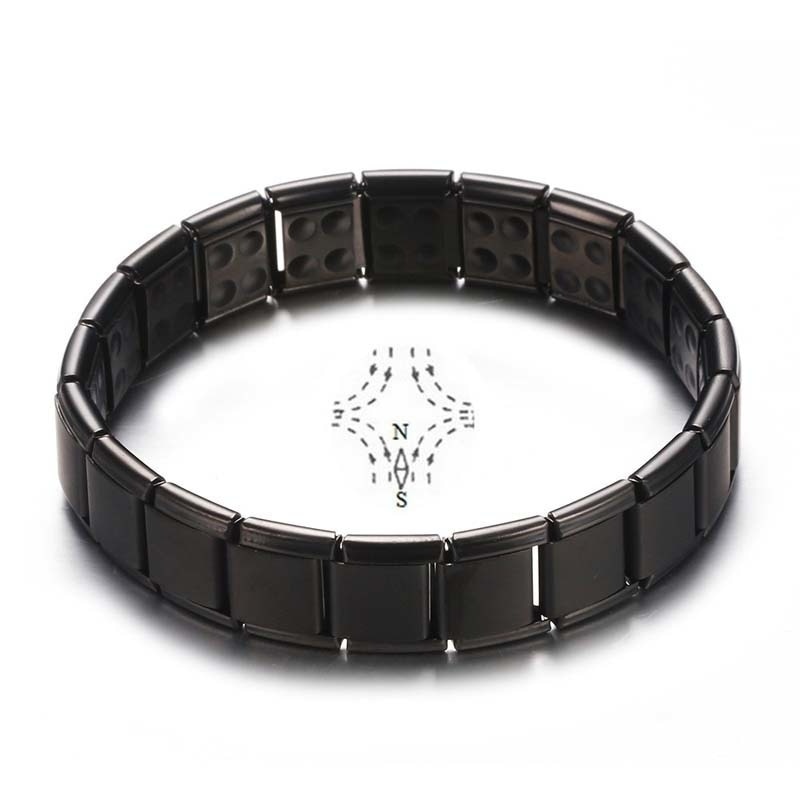 Stainless Steel Black Germanium Magnetic Chain Link Bracelet for Women Men Health Care Energy Jewelry Snoring Bracelet