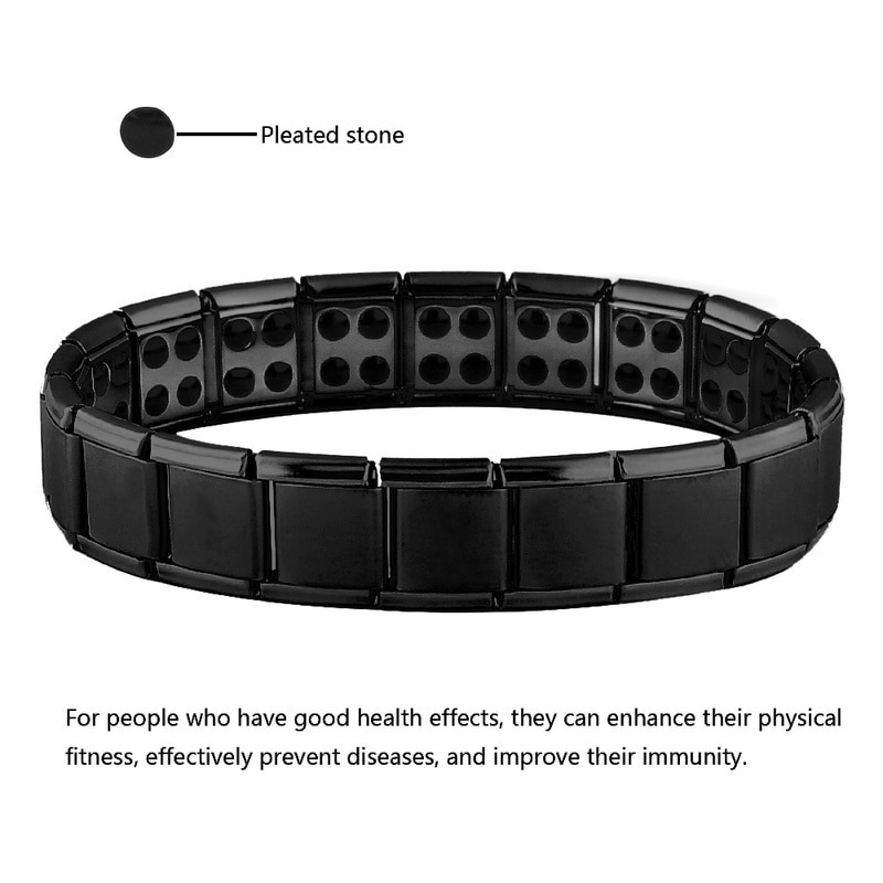 Stainless Steel Black Germanium Magnetic Chain Link Bracelet for Women Men Health Care Energy Jewelry Snoring Bracelet