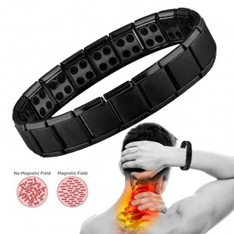 Stainless Steel Black Germanium Magnetic Chain Link Bracelet for Women Men Health Care Energy Jewelry Snoring Bracelet
