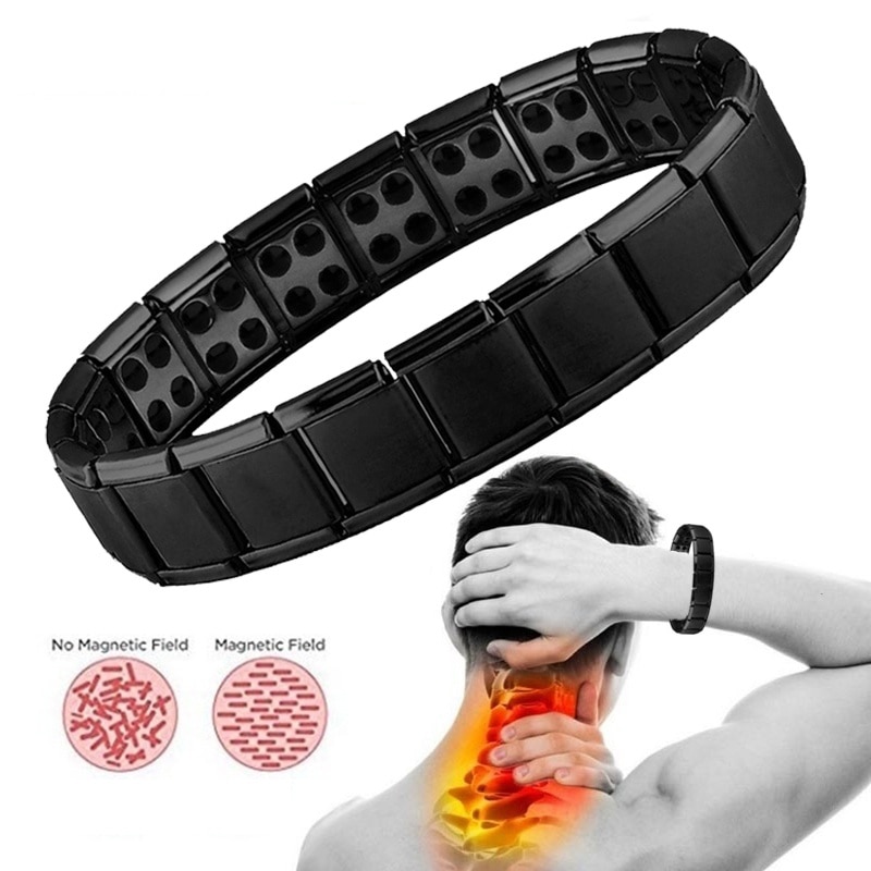 Stainless Steel Black Germanium Magnetic Chain Link Bracelet for Women Men Health Care Energy Jewelry Snoring Bracelet