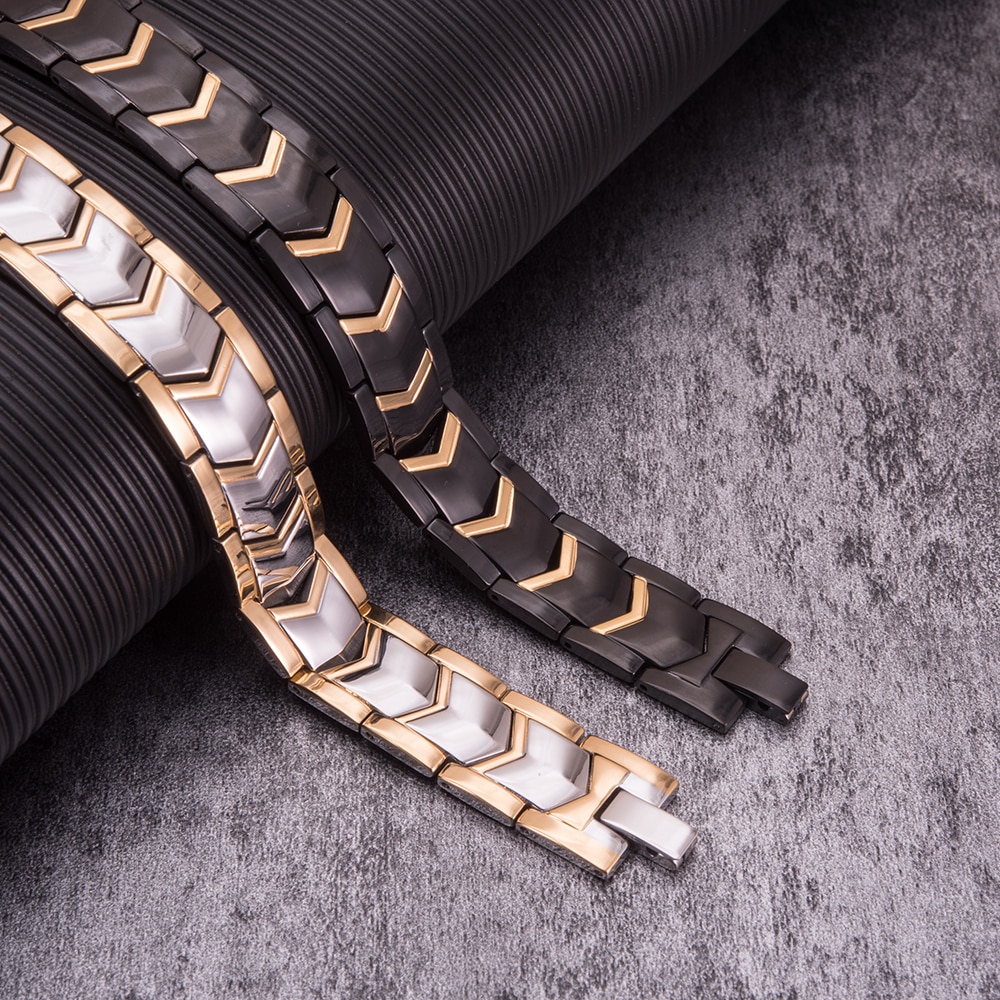 Wrist Band Magnetic Bracelet Male Black Stainless Steel Bracelet Men Hand Chain Wide Health Energy Germanium Bracelets for Men