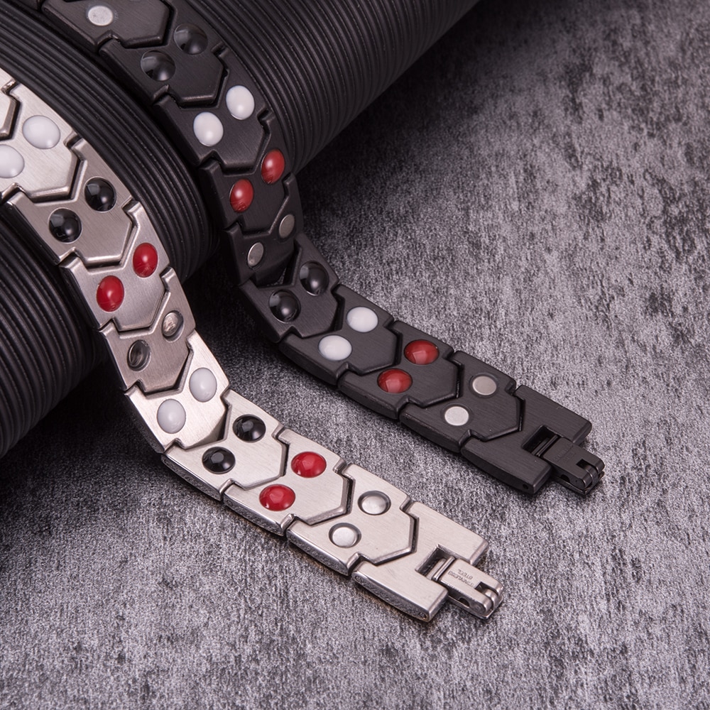 Wrist Band Magnetic Bracelet Male Black Stainless Steel Bracelet Men Hand Chain Wide Health Energy Germanium Bracelets for Men