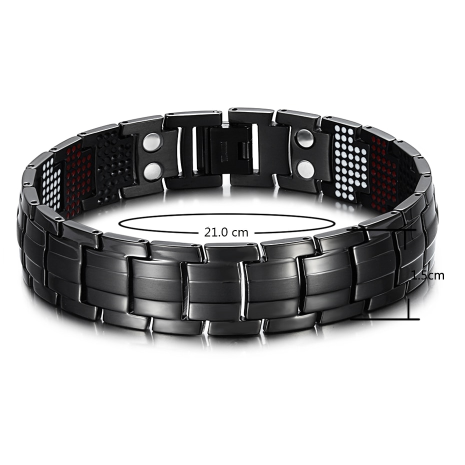 Male Bracelet Health Germanium Bracelet Charm Black Titanium Magnetic Therapy Bangles Unique Wristband Men Jewelry