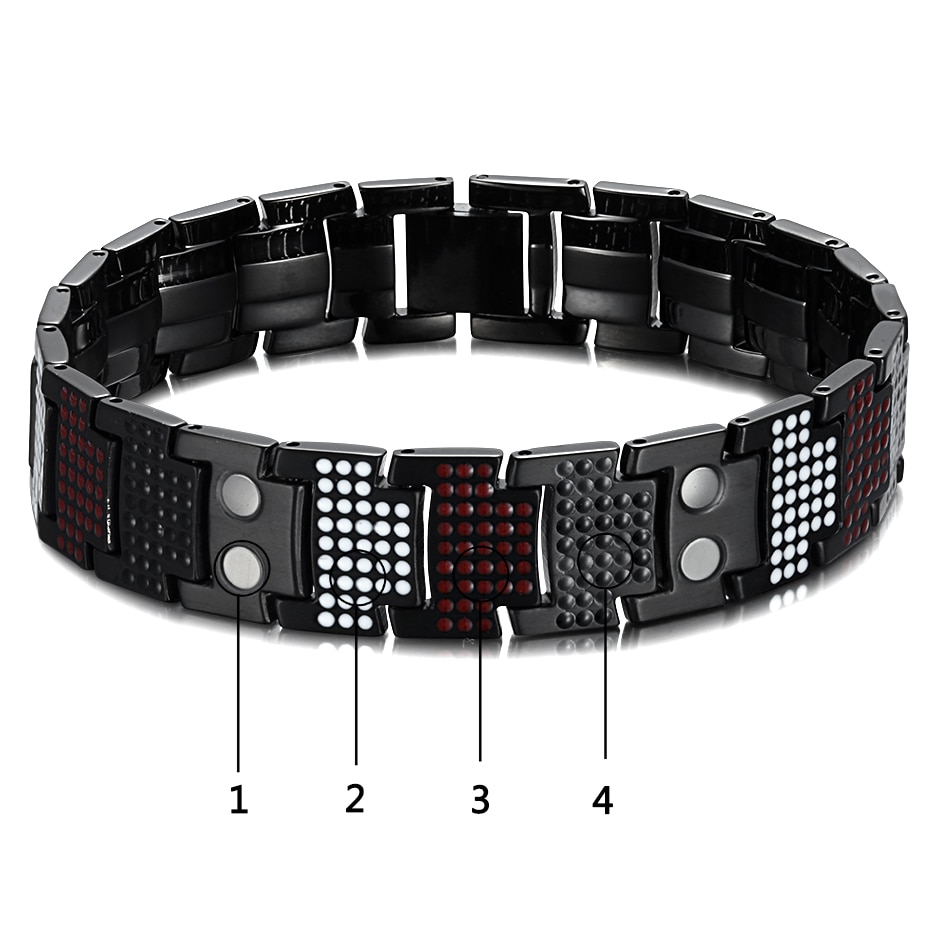 Male Bracelet Health Germanium Bracelet Charm Black Titanium Magnetic Therapy Bangles Unique Wristband Men Jewelry