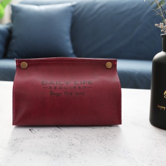 Simple Tissue Case Box Container PU Leather Solid color Home Car Towel Napkin Papers Dispenser Holder Box Case Table Decoration
