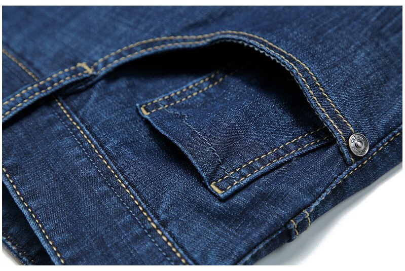 Summer Blue Men Jeans Trousers Regular Straight Full Length Stretch Jeans Oversized Casual Men's Clothes