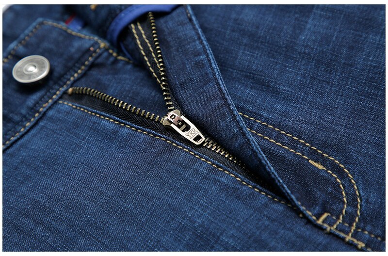 Summer Blue Men Jeans Trousers Regular Straight Full Length Stretch Jeans Oversized Casual Men's Clothes