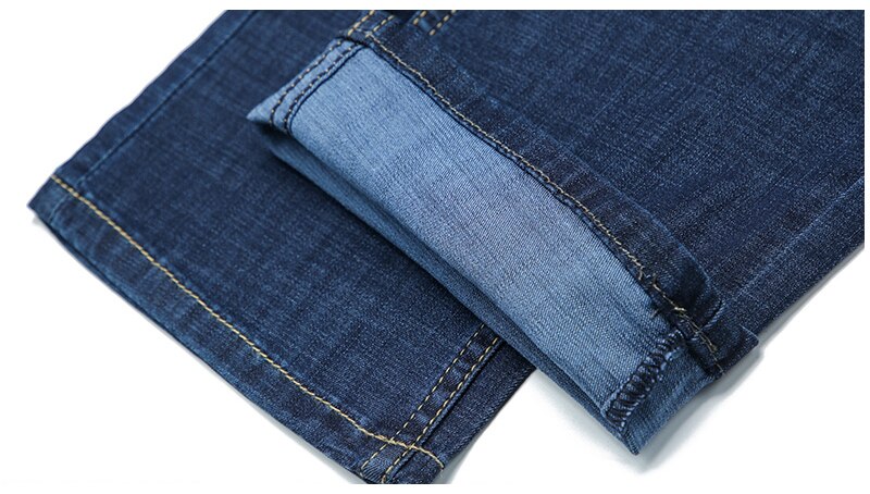 Summer Blue Men Jeans Trousers Regular Straight Full Length Stretch Jeans Oversized Casual Men's Clothes