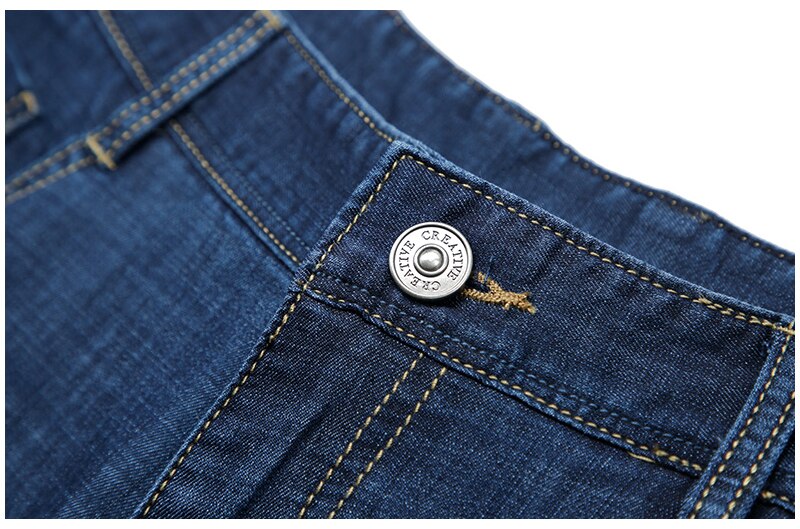 Summer Blue Men Jeans Trousers Regular Straight Full Length Stretch Jeans Oversized Casual Men's Clothes