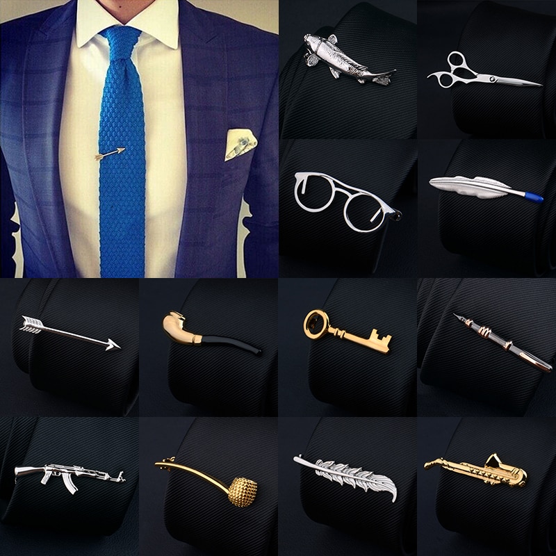 Fashion Tie Clips Men's Metal Necktie Bar Crystal Formal Shirt Wedding Ceremony Gold Tie Clip Men's Party Gifts