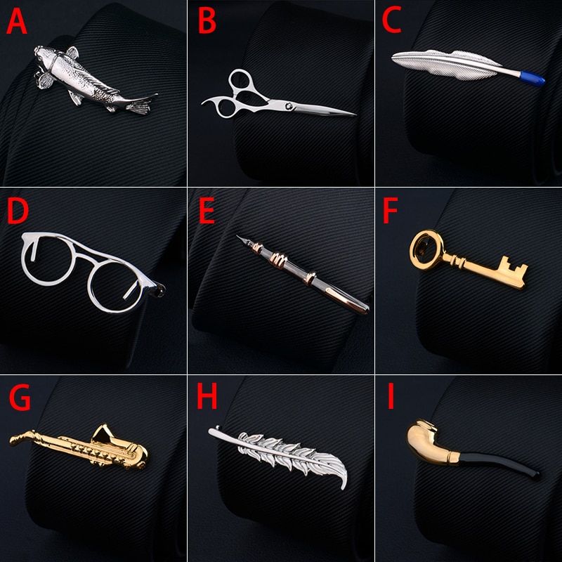 Fashion Tie Clips Men's Metal Necktie Bar Crystal Formal Shirt Wedding Ceremony Gold Tie Clip Men's Party Gifts