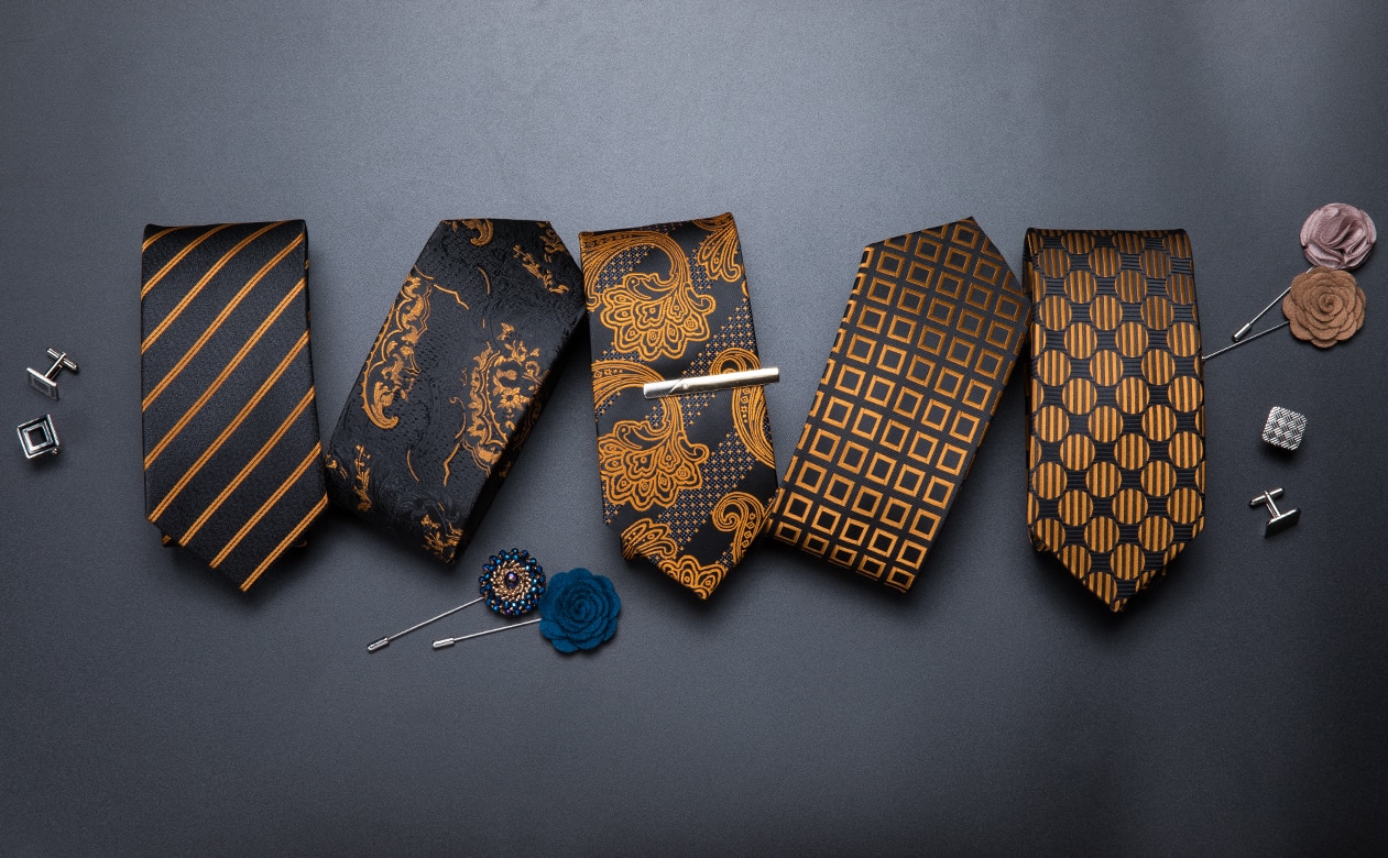 Men Tie 8cm Business Black Gold Check Tie Set Handkerchief Tie Ring Formal Wedding Necktie Accessories Gravatas Men Gift DiBanGu