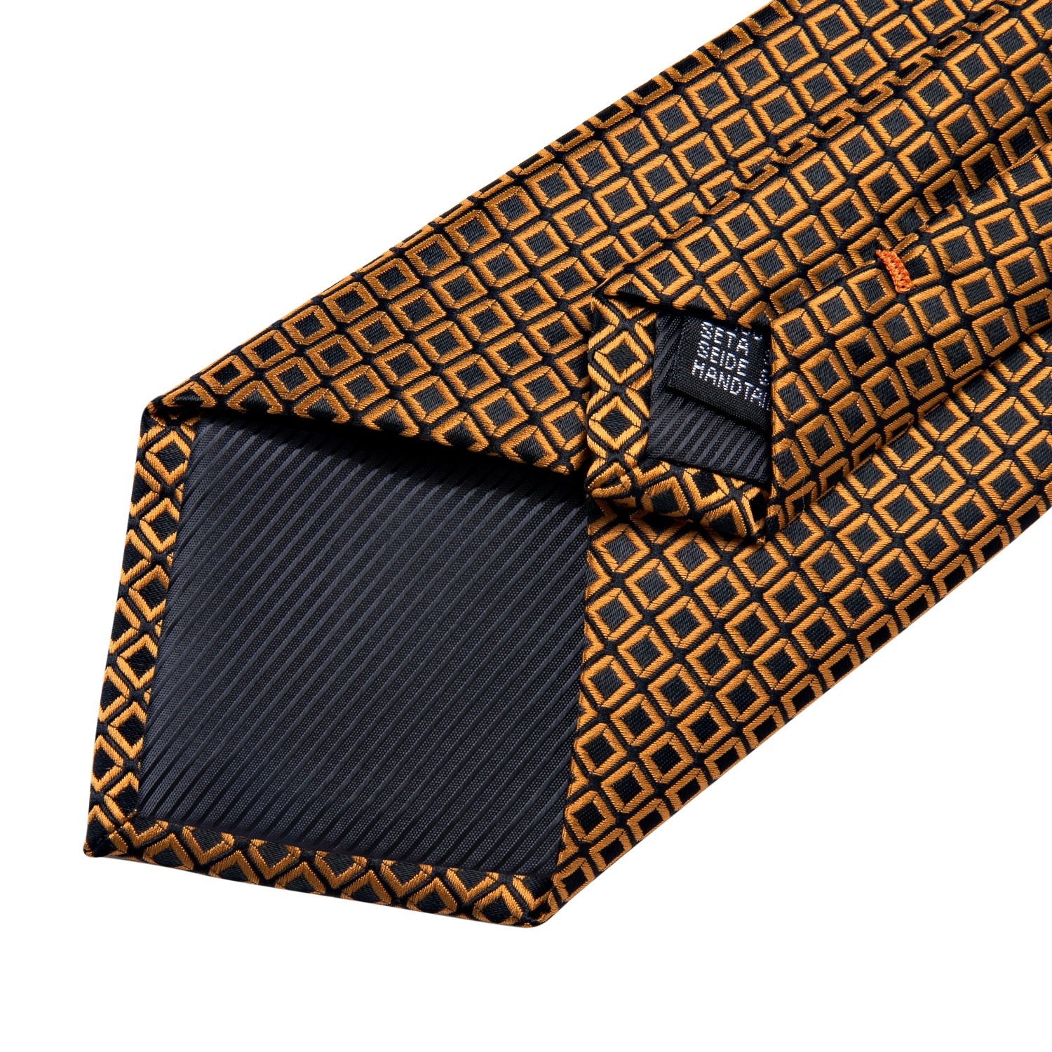 Men Tie 8cm Business Black Gold Check Tie Set Handkerchief Tie Ring Formal Wedding Necktie Accessories Gravatas Men Gift DiBanGu